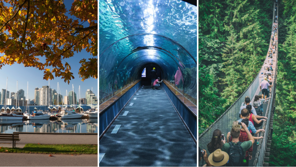 位於溫哥華市中心的景點：史丹利公園/溫哥華水族館/卡皮拉諾吊橋公園
